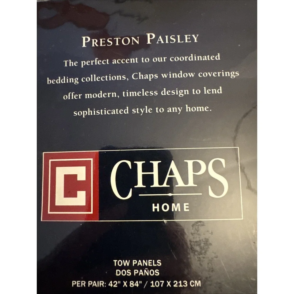 CHAPS Preston Paisley 2 Pc 42x 84 Drapery Panels and Tie Backs Set 80's/90's